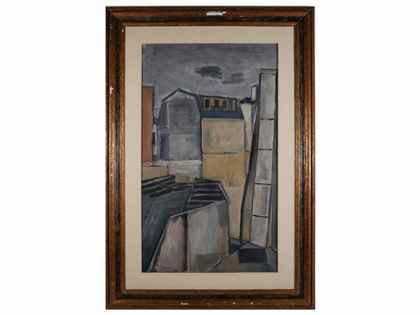 Orfeo Tamburi : Parigi 1956  - Asta La collezione Bucciarelli: dipinti, grafiche, edizioni d'artista - Associazione Nazionale - Case d'Asta italiane