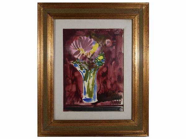 Gastone Breddo : Vaso con fiori  - Asta La collezione Bucciarelli: dipinti, grafiche, edizioni d'artista - Associazione Nazionale - Case d'Asta italiane