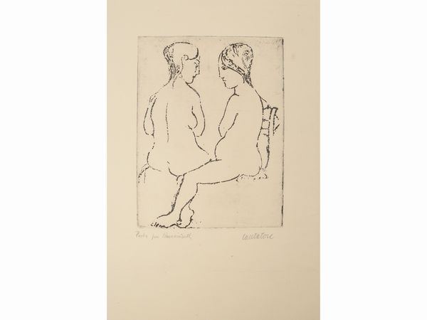 Domenico Cantatore : Figure femminili  - Asta La collezione Bucciarelli: dipinti, grafiche, edizioni d'artista - Associazione Nazionale - Case d'Asta italiane
