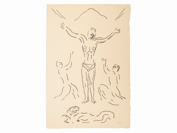 VIRGILIO GUIDI : Crocifissione  - Asta La collezione Bucciarelli: dipinti, grafiche, edizioni d'artista - Associazione Nazionale - Case d'Asta italiane