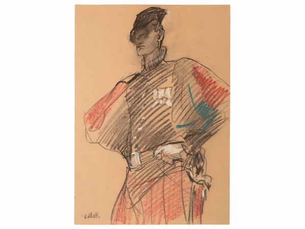 Dina Bellotti : Guardia svizzera  - Asta La collezione Bucciarelli: dipinti, grafiche, edizioni d'artista - Associazione Nazionale - Case d'Asta italiane