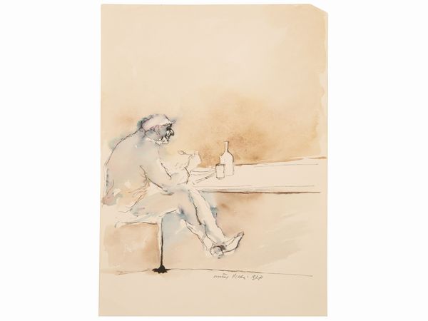 WALTER PIACESI : Personaggio 1978  - Asta La collezione Bucciarelli: dipinti, grafiche, edizioni d'artista - Associazione Nazionale - Case d'Asta italiane