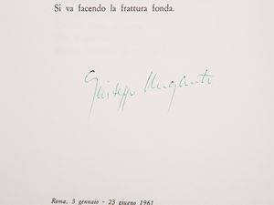 LUCIO FONTANA : Giuseppe Ungaretti, Apocalissi e sedici traduzioni, con due opere originali di Lucio Fontana  - Asta La collezione Bucciarelli: dipinti, grafiche, edizioni d'artista - Associazione Nazionale - Case d'Asta italiane