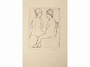 Domenico Cantatore : Figure femminili  - Asta La collezione Bucciarelli: dipinti, grafiche, edizioni d'artista - Associazione Nazionale - Case d'Asta italiane