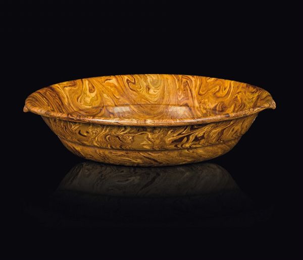 Bowl in grs con smalto finto marmo, Cina, Dinastia Song (960-1279)  - Asta Fine Chinese Works of Art - Associazione Nazionale - Case d'Asta italiane