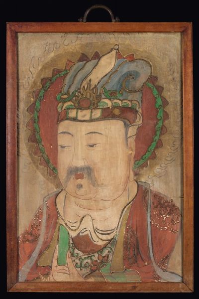 Affresco raffigurante busto di dignitario, Cina, Dinastia Ming, XVII secolo  - Asta Fine Chinese Works of Art - Associazione Nazionale - Case d'Asta italiane