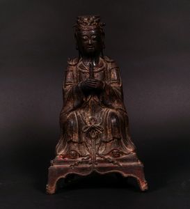 Figura di dignitario seduto in bronzo, Cina, Dinastia Ming, XVII secolo  - Asta Fine Chinese Works of Art - Associazione Nazionale - Case d'Asta italiane
