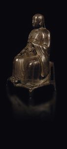 Grande figura di Zhenwu seduto in bronzo con tracce di doratura, Cina, Dinastia Ming, XVII secolo  - Asta Fine Chinese Works of Art - Associazione Nazionale - Case d'Asta italiane