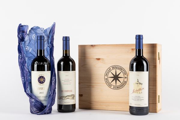 Toscana : Cassetta Marchesi Incisa della Rocchetta: Sassicaia, Guidalberto, Le Difese (3 BT)  - Asta Vini e distillati - Associazione Nazionale - Case d'Asta italiane