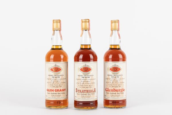 Scozia : Gordon & MacPhail Carlo e Diana Royal Marriage Celebration: Glen Grant - Strathisla - Glenburgie (3 BT)  - Asta Vini e distillati - Associazione Nazionale - Case d'Asta italiane