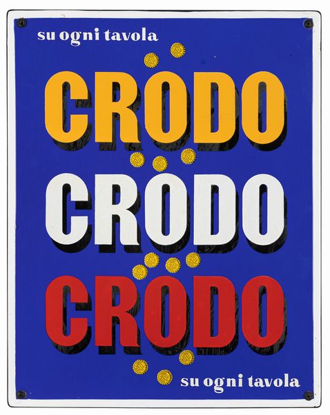 Insegna pubblicitaria vintage Crodo  - Asta Christmas Pop: arte, sneakers e design - Associazione Nazionale - Case d'Asta italiane