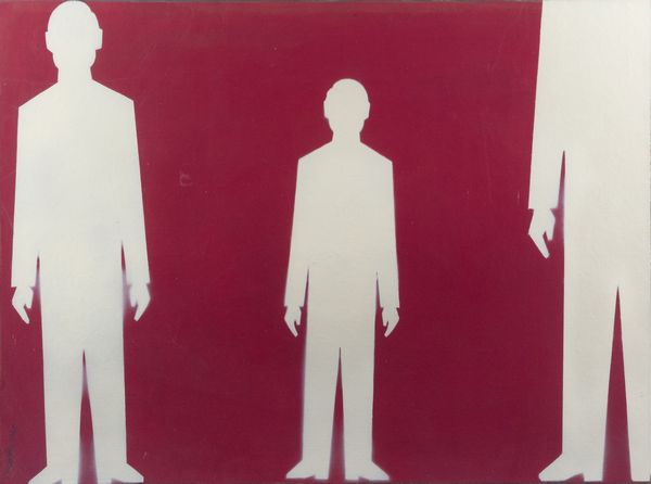 RENATO MAMBOR : Uomini statistici - Tre bianchi su fondo rosso  - Asta Arte Moderna e Contemporanea - Associazione Nazionale - Case d'Asta italiane