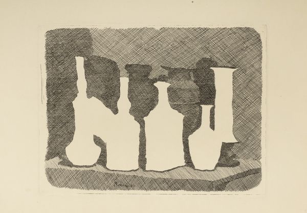 Giorgio Morandi : Natura morta di vasi su un tavolo  - Asta Arte Moderna e Contemporanea - Associazione Nazionale - Case d'Asta italiane