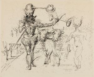 Victor Brauner - L'Entree Triomphale de Christophe Colombe Avec Lo'euf Tandem (Bo'euf Tandem)