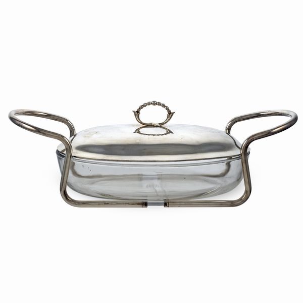 Pirofila in pyrex e metallo argentato  - Asta Argenti e L'Arte della tavola - Associazione Nazionale - Case d'Asta italiane