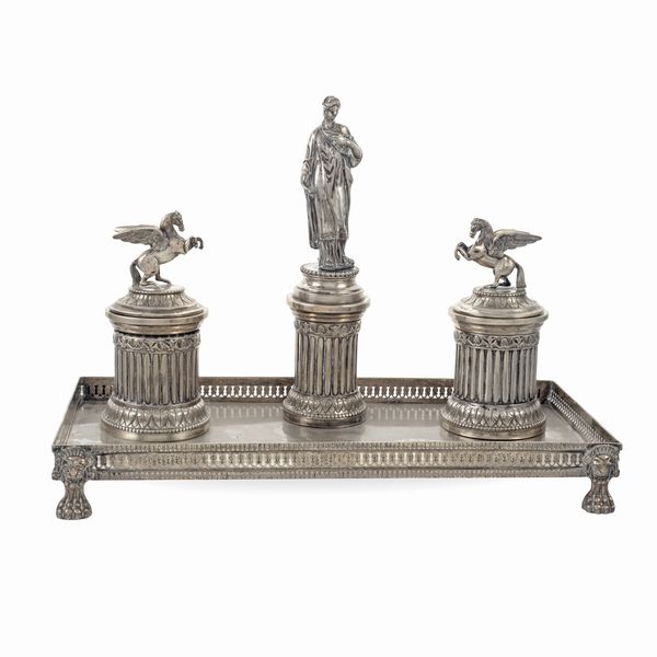 Grande calamaio in argento  - Asta Argenti e L'Arte della tavola - Associazione Nazionale - Case d'Asta italiane