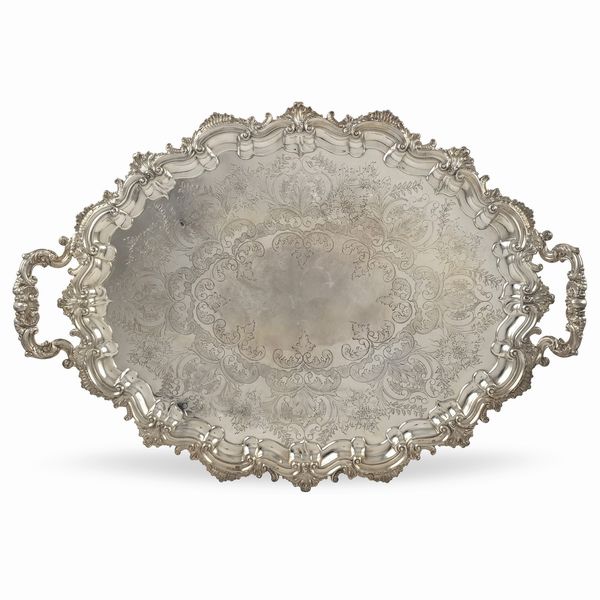 Grande vassoio a due manici in Old Sheffield  - Asta Argenti e L'Arte della tavola - Associazione Nazionale - Case d'Asta italiane