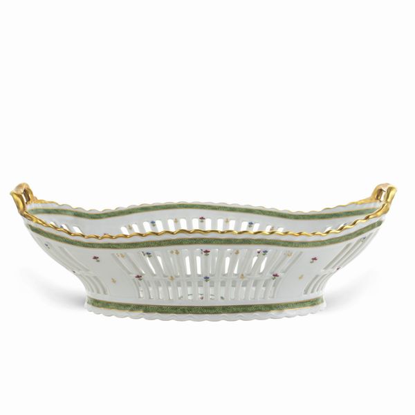Haviland Limoges, cesto in porcellana policroma  - Asta Argenti e L'Arte della tavola - Associazione Nazionale - Case d'Asta italiane