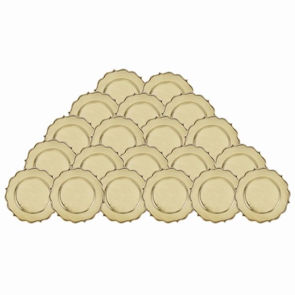 Set di sottopiatti in metallo dorato (20)  - Asta Argenti e L'Arte della tavola - Associazione Nazionale - Case d'Asta italiane