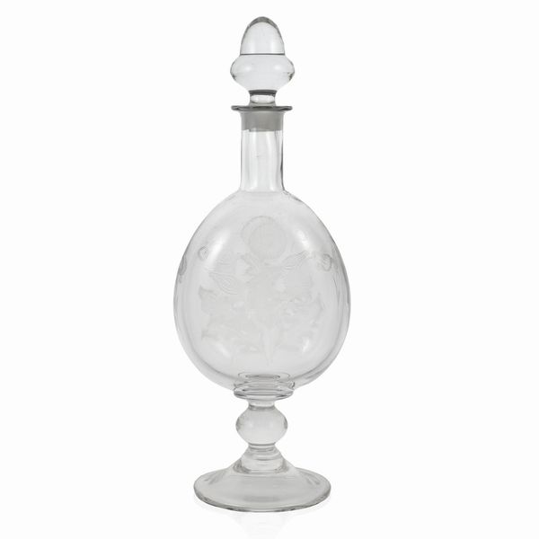 Bottiglia con tappo in vetro trasparente  - Asta Argenti e L'Arte della tavola - Associazione Nazionale - Case d'Asta italiane