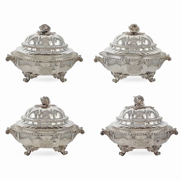 Set di quattro legumiere in argento  - Asta Argenti e L'Arte della tavola - Associazione Nazionale - Case d'Asta italiane