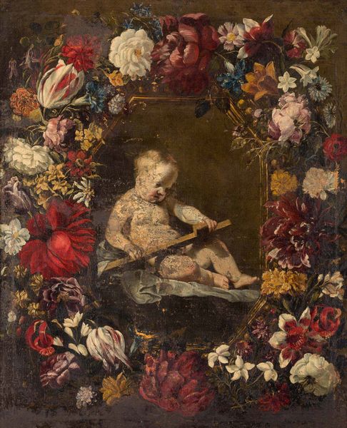 Artista fiammingo attivo a Roma nel XVII secolo Ges� Bambino entro ghirlanda di fiori  - Asta Old Masters - Associazione Nazionale - Case d'Asta italiane