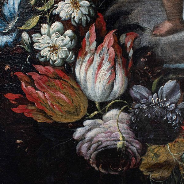 Scuola romana del XVII secolo Cristo fanciullo con globo entro ghirlanda di fiori  - Asta Old Masters - Associazione Nazionale - Case d'Asta italiane