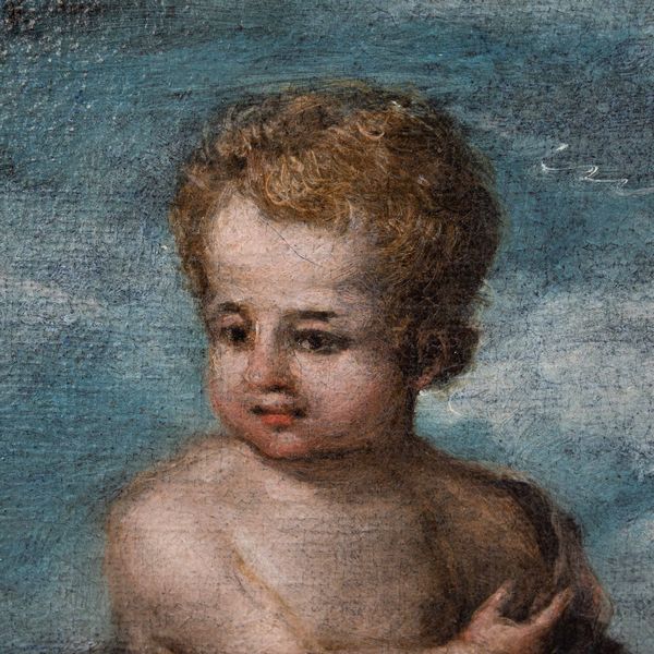 Scuola romana del XVII secolo Cristo fanciullo con globo entro ghirlanda di fiori  - Asta Old Masters - Associazione Nazionale - Case d'Asta italiane