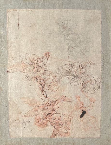 Angelo Michele Colonna : Studi di angelo in volo  - Asta Old Masters - Associazione Nazionale - Case d'Asta italiane