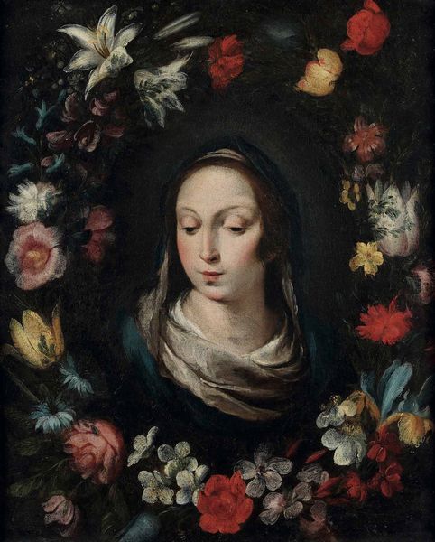 Bernardo Strozzi (1581 Genova - 1644 Venezia) e Jan Roos (1591 Anversa - 1630 Genova) Madonna in una ghirlanda di fiori  - Asta Old Masters - Associazione Nazionale - Case d'Asta italiane