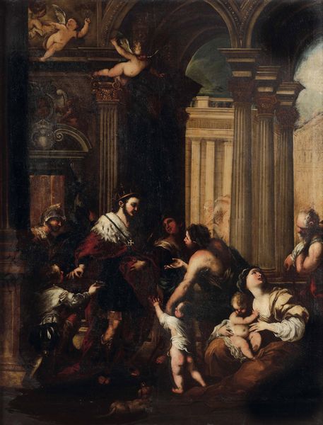 Valerio Castello, Bottega di : L'elemosina di San Luigi IX re di Francia  - Asta Old Masters - Associazione Nazionale - Case d'Asta italiane