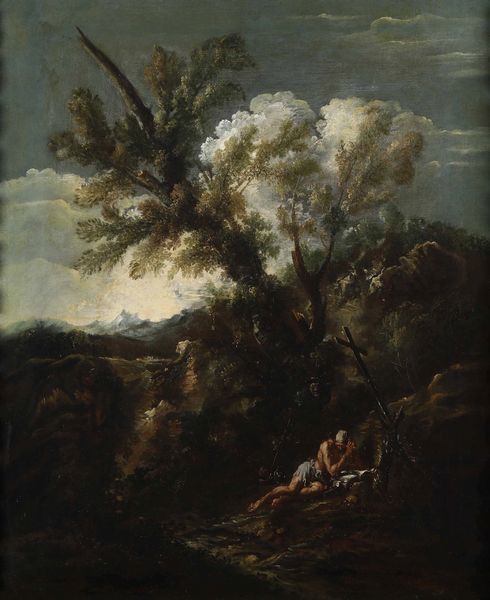 Sebastiano Ricci (1654 Belluno - 1734 Venezia) e Antonio Francesco Peruzzini (1643 Ancona - 1724 Milano) Paesaggio con santa Maria Maddalena penitente  - Asta Old Masters - Associazione Nazionale - Case d'Asta italiane