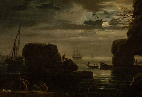 Francesco Fidanza, nei modi di : Notturno con veduta costiera  - Asta Old Masters - Associazione Nazionale - Case d'Asta italiane