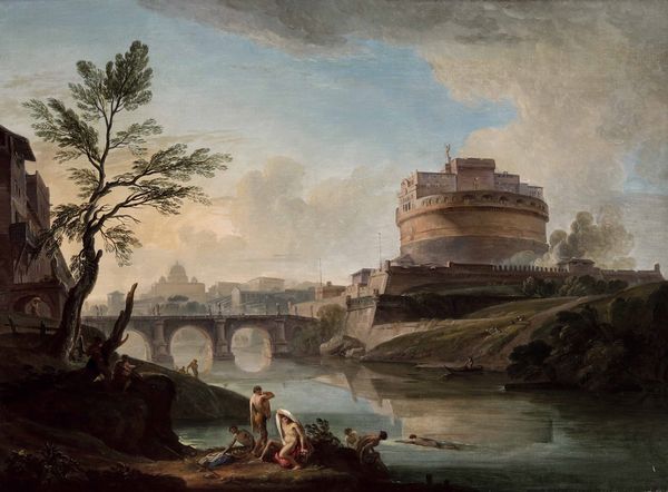 Scuola romana del XVIII secolo Veduta con Castel Sant'Angelo  - Asta Old Masters - Associazione Nazionale - Case d'Asta italiane