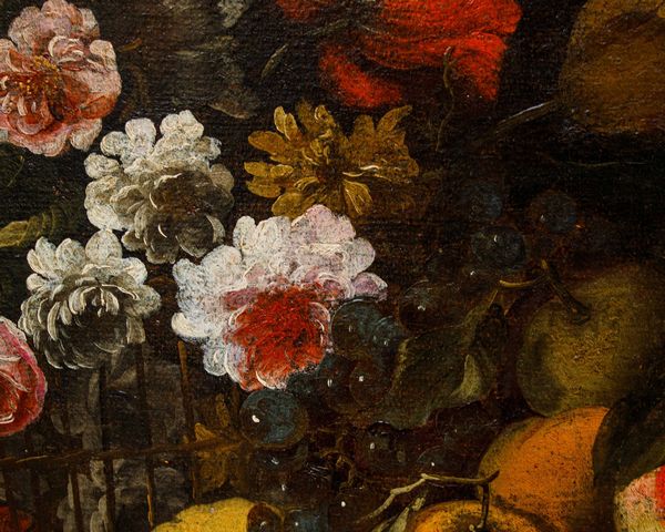 Scuola del XVIII secolo Natura morta con frutta, limoni e fiori  - Asta Old Masters - Associazione Nazionale - Case d'Asta italiane