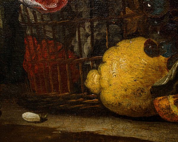 Scuola del XVIII secolo Natura morta con frutta, limoni e fiori  - Asta Old Masters - Associazione Nazionale - Case d'Asta italiane