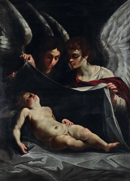 Guido Reni, copia da : Angeli che svelano il Ges� Bambino dormiente  - Asta Old Masters - Associazione Nazionale - Case d'Asta italiane