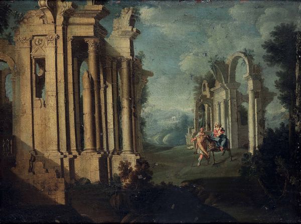 Gennaro Greco detto il Mascacotta, Bottega di : Capricci con rovine ed episodi tratti dal Nuovo Testamento  - Asta Old Masters - Associazione Nazionale - Case d'Asta italiane