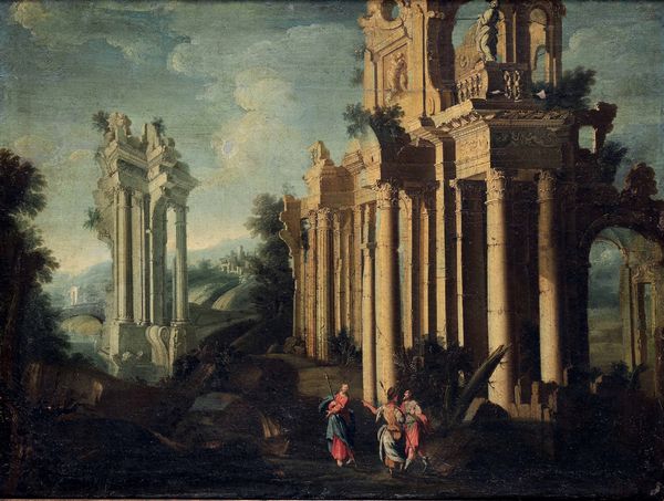 Gennaro Greco detto il Mascacotta, Bottega di : Capricci con rovine ed episodi tratti dal Nuovo Testamento  - Asta Old Masters - Associazione Nazionale - Case d'Asta italiane