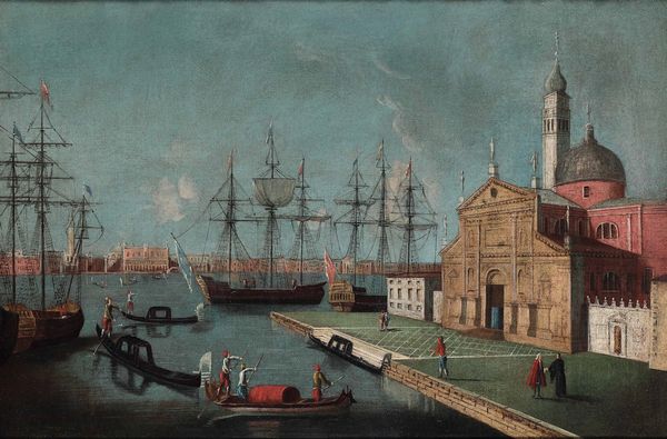 Gabriel Bella (Venezia 1730 - 1799) San Giorgio Maggiore verso il Bacino di San Marco  - Asta Old Masters - Associazione Nazionale - Case d'Asta italiane