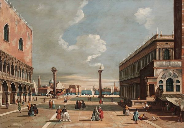 Scuola veneta del XIX secolo Veduta di pazza San Marco a Venezia  - Asta Old Masters - Associazione Nazionale - Case d'Asta italiane