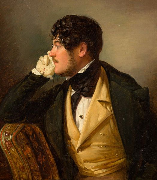 Giuseppe Molteni : Ritratto di gentiluomo in interno con monocolo  - Asta Old Masters - Associazione Nazionale - Case d'Asta italiane