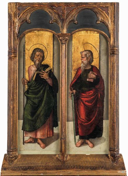 Giovanni di Pietro dello lo Spagna o Johannes Hispanus : San Paolo e San Tommaso  - Asta Old Masters - Associazione Nazionale - Case d'Asta italiane