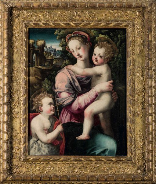 Michele Tosini detto Michele di Ridolfo del Ghirlandaio : Madonna con Bambino e San Giovannino  - Asta Old Masters - Associazione Nazionale - Case d'Asta italiane