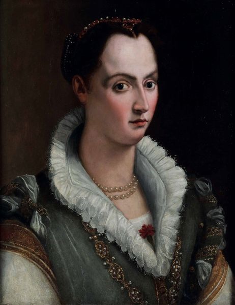 Alessandro Allori, Bottega di : Ritratto di nobildonna con garofano rosso  - Asta Old Masters - Associazione Nazionale - Case d'Asta italiane