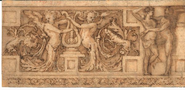Scuola romana del XVI secolo Studio di fregio architettonico  - Asta Old Masters - Associazione Nazionale - Case d'Asta italiane