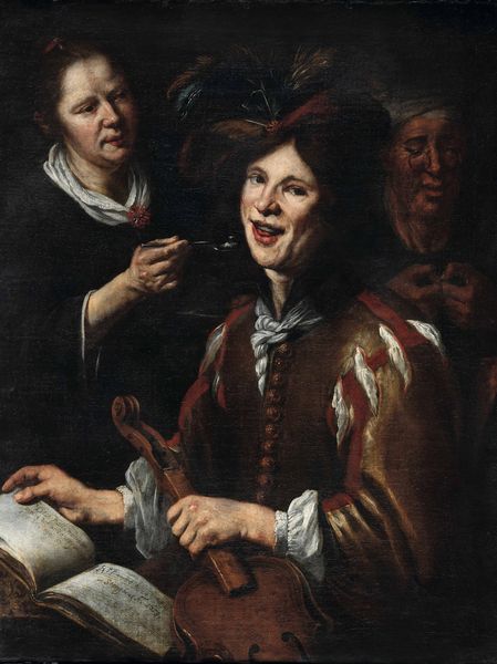 Scuola olandese del XVII secolo Scena di genere con giovane suonatore e donne  - Asta Old Masters - Associazione Nazionale - Case d'Asta italiane
