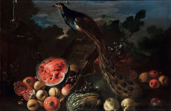 Scuola fiamminga del XVII secolo Natura morta di frutta con pavone  - Asta Old Masters - Associazione Nazionale - Case d'Asta italiane