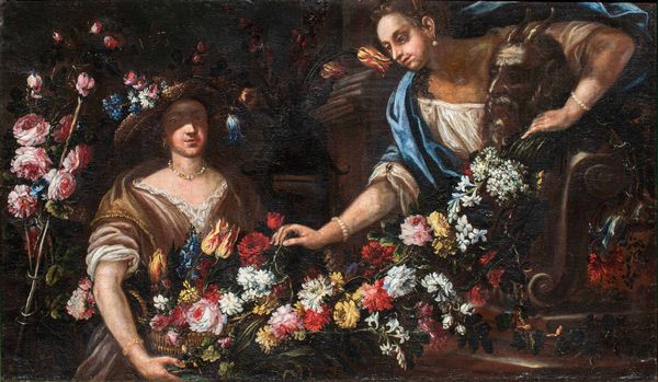 Felice Boselli : Natura morta con due donne  - Asta Old Masters - Associazione Nazionale - Case d'Asta italiane
