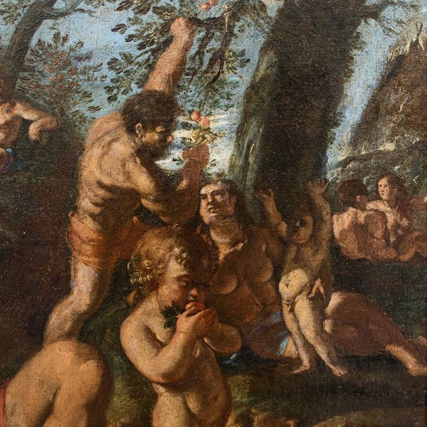 Scuola ferrarese del XVII secolo Il paradiso in terra o l�et� dell�oro  - Asta Old Masters - Associazione Nazionale - Case d'Asta italiane